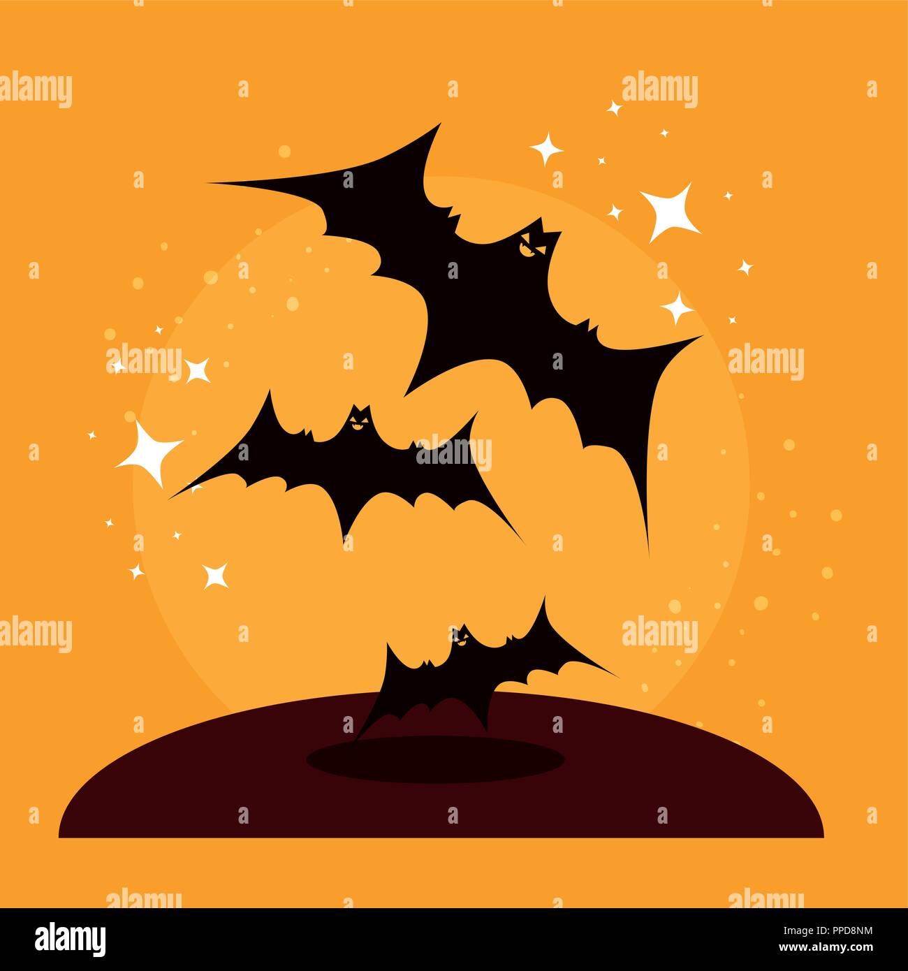 halloween card with bats flying Stock Vector Image & Art - Alamy