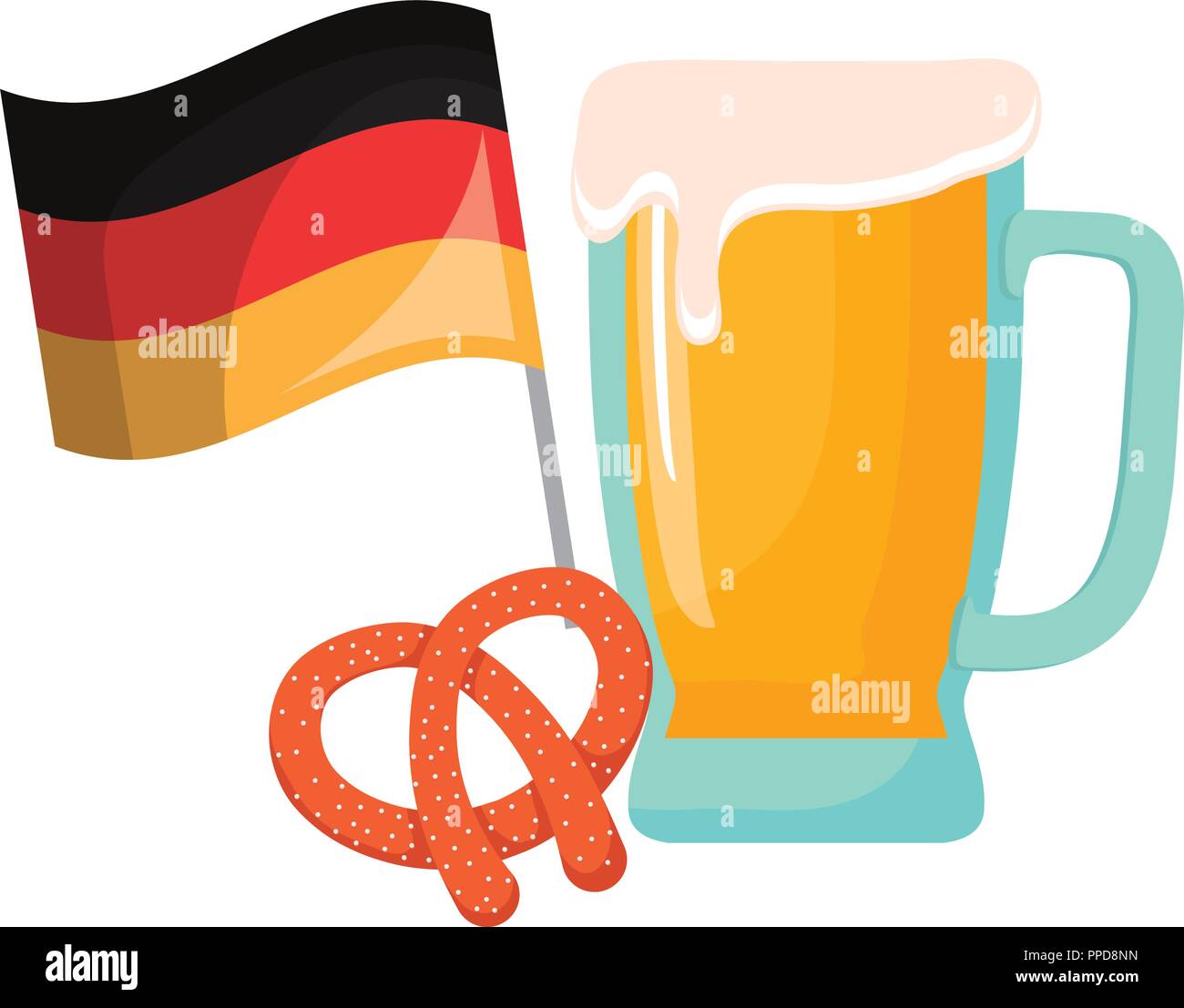 oktoberfest germany flag beer glass and pretzel vector illustration Stock  Vector Image \u0026 Art - Alamy, image size:1300x1107