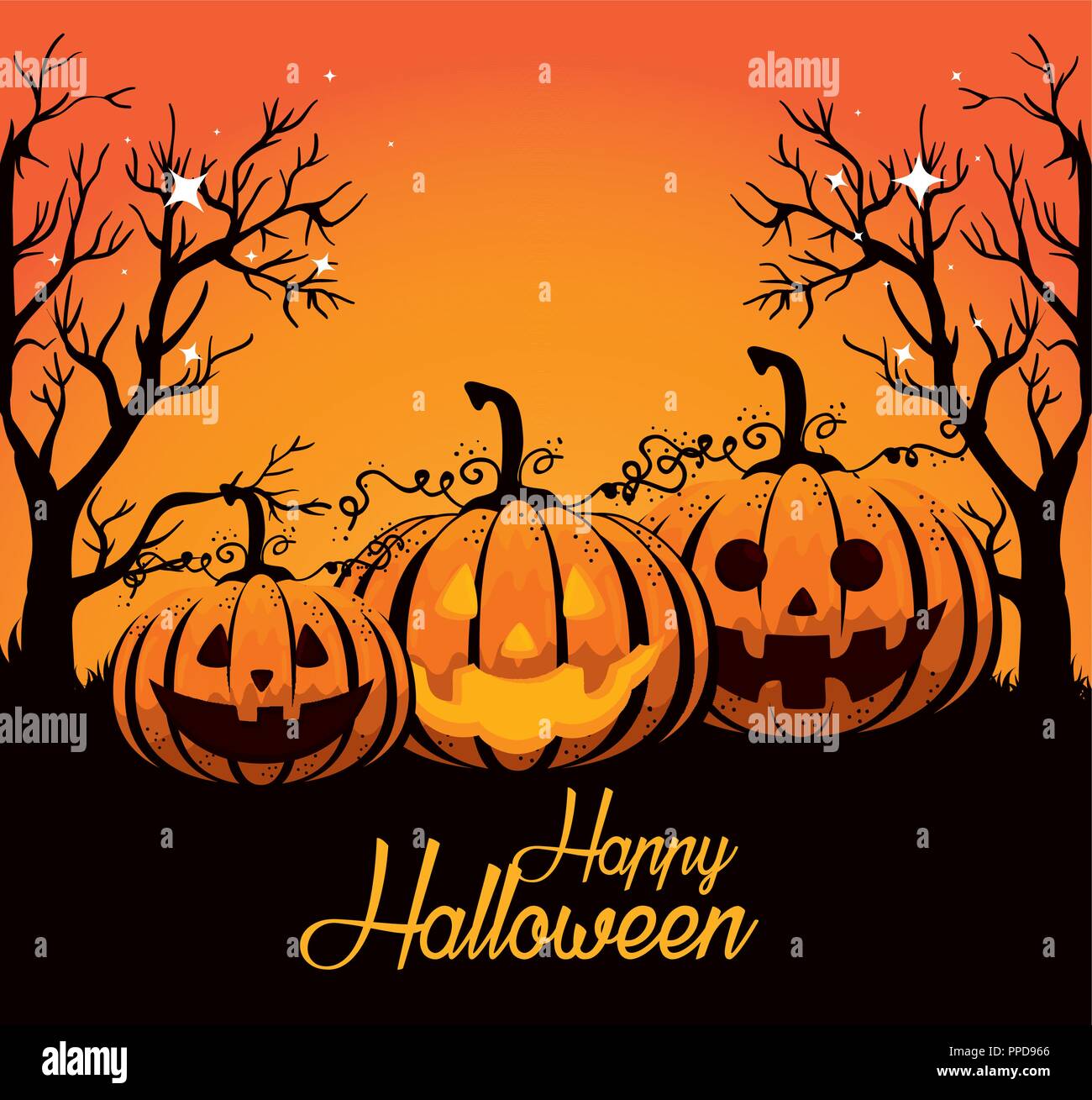 halloween card with pumpkins Stock Vector Image & Art - Alamy