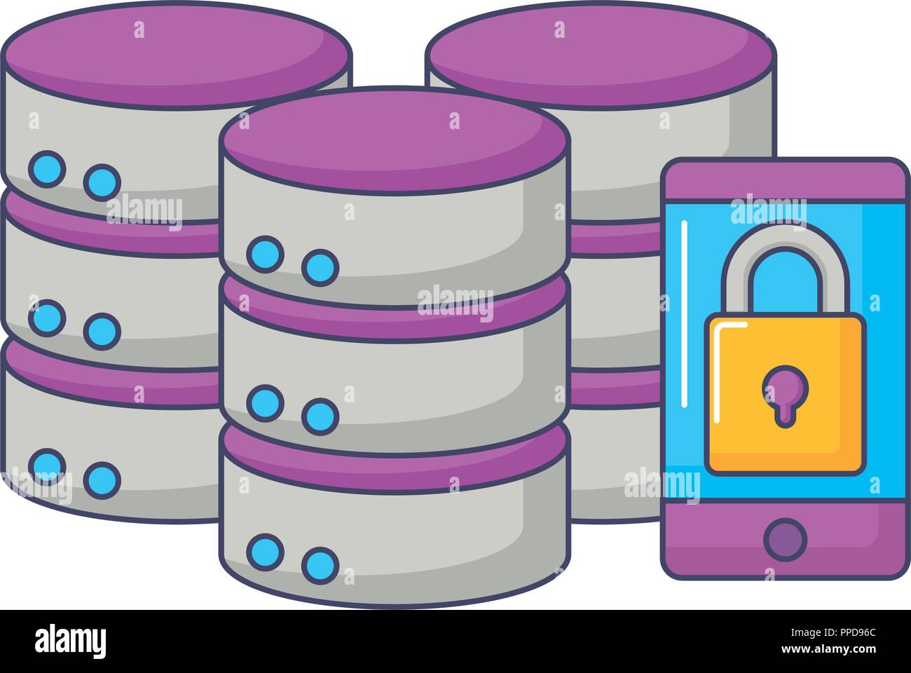 database server center storage smartphone security innovation vector ...