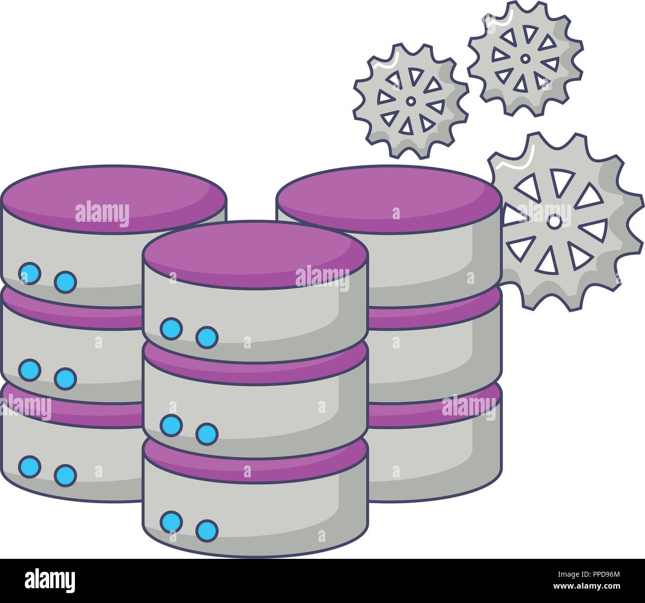 database server storage center gears work innovation vector ...