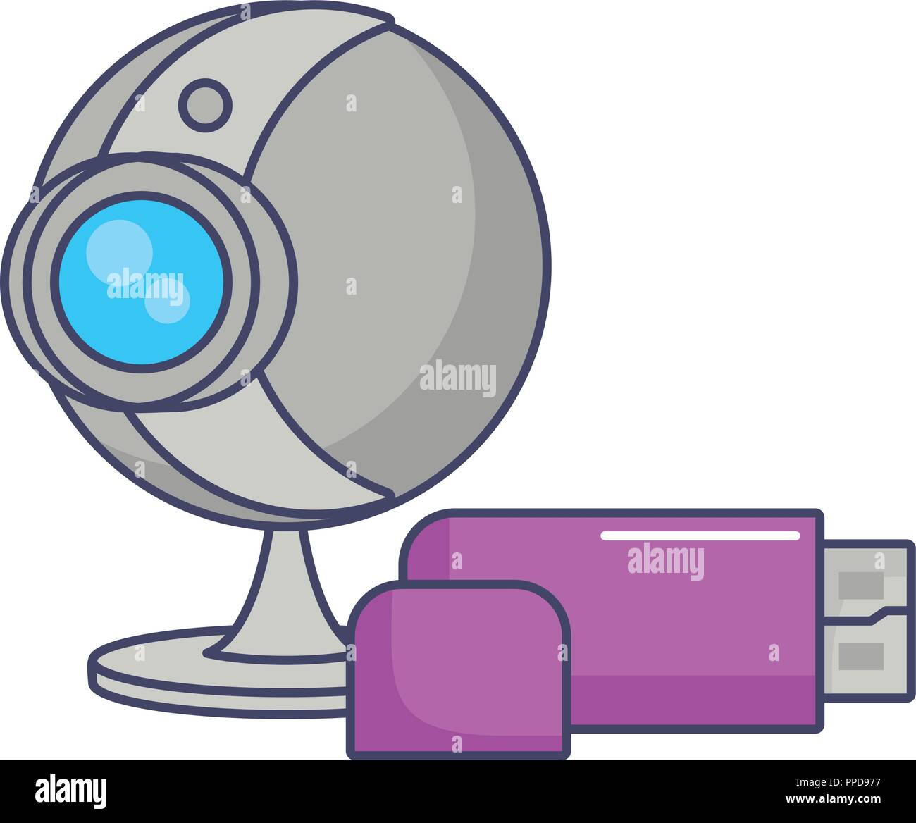 webcam usb drive storage backup data innovation vector illustration Stock Vector
