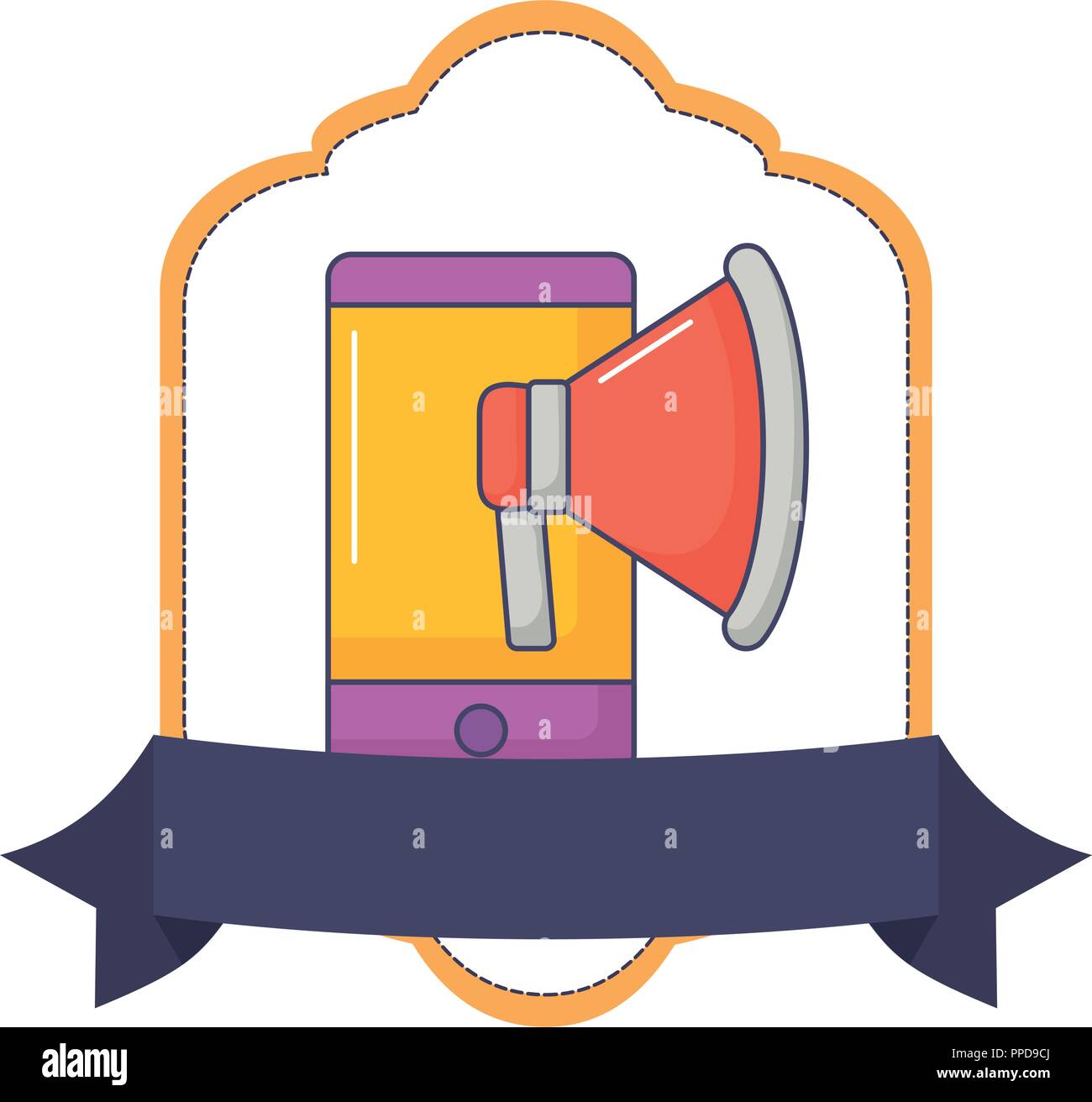 smartphone megaphone marketing technology innovation vector illustration Stock Vector Image