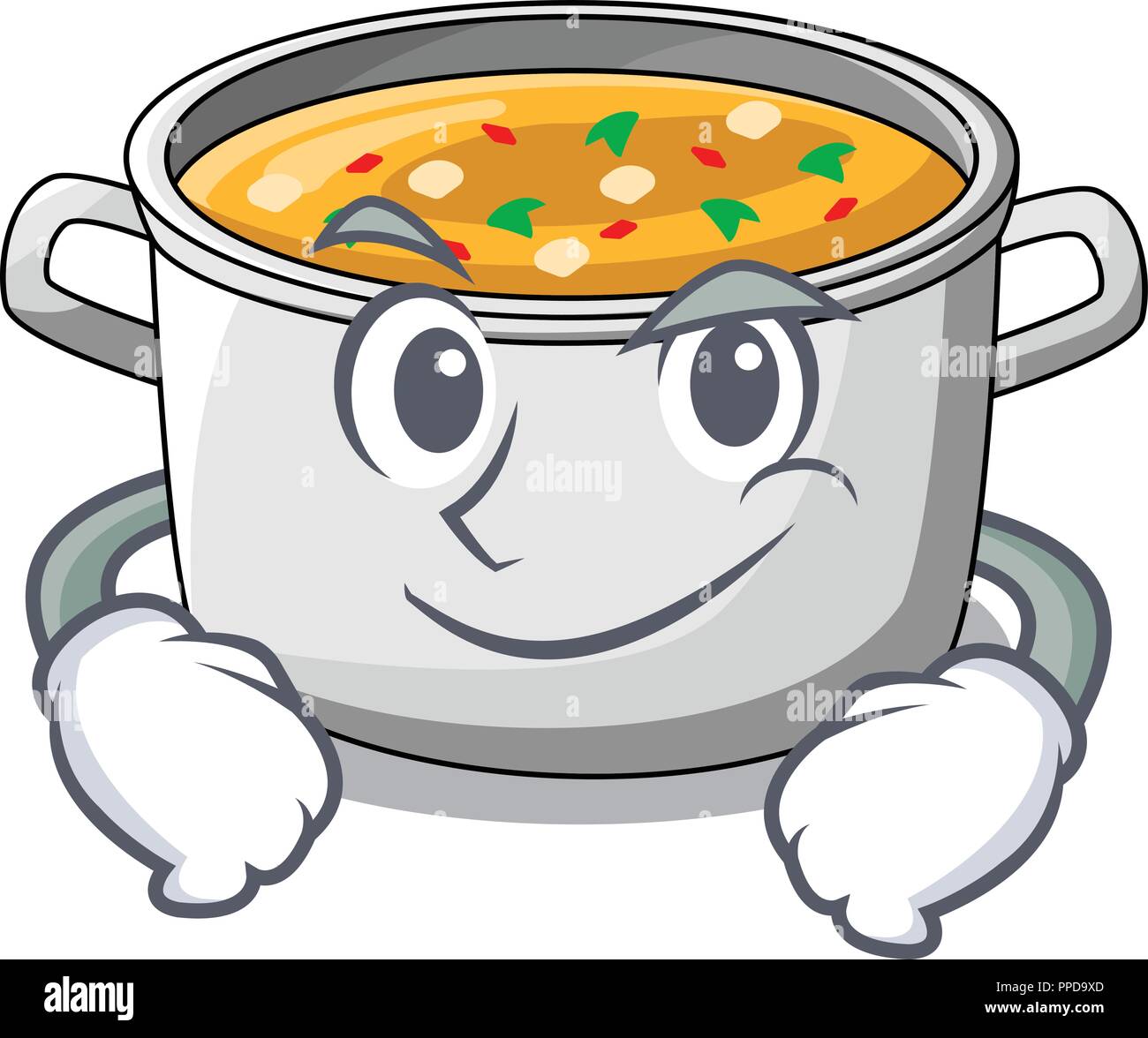 Smirking cartoon chicken soup pot for dinner Stock Vector Image & Art -  Alamy