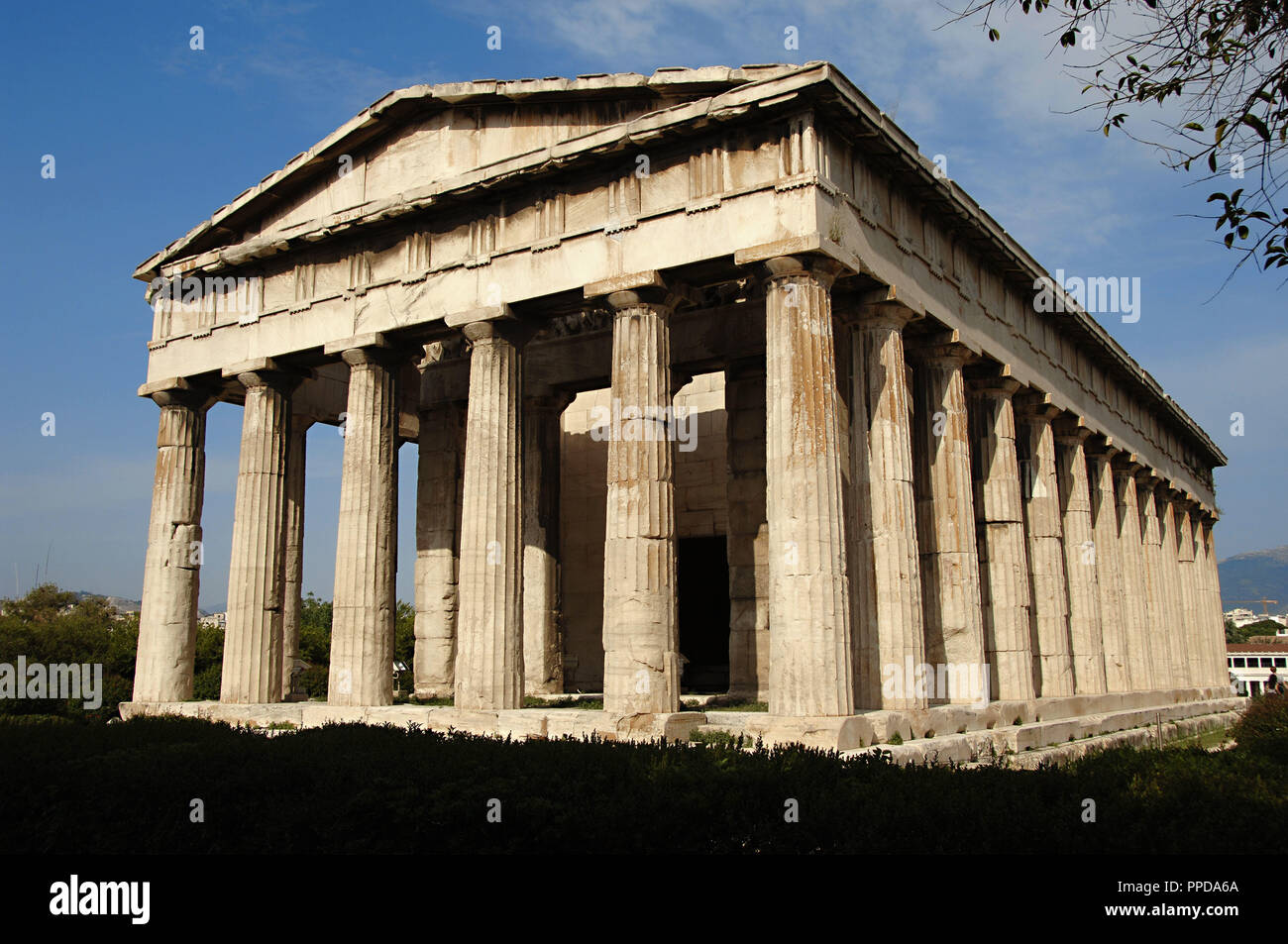 GREEK ART. GREECE. THESEION-HEPHAISTEION. V century. Doric temple built in pentelic marble  at time of Pericles (449-425 BC). Was devoted to Hephaesto (or Vulcan), and Athena. Greek agora. Athens. Stock Photo