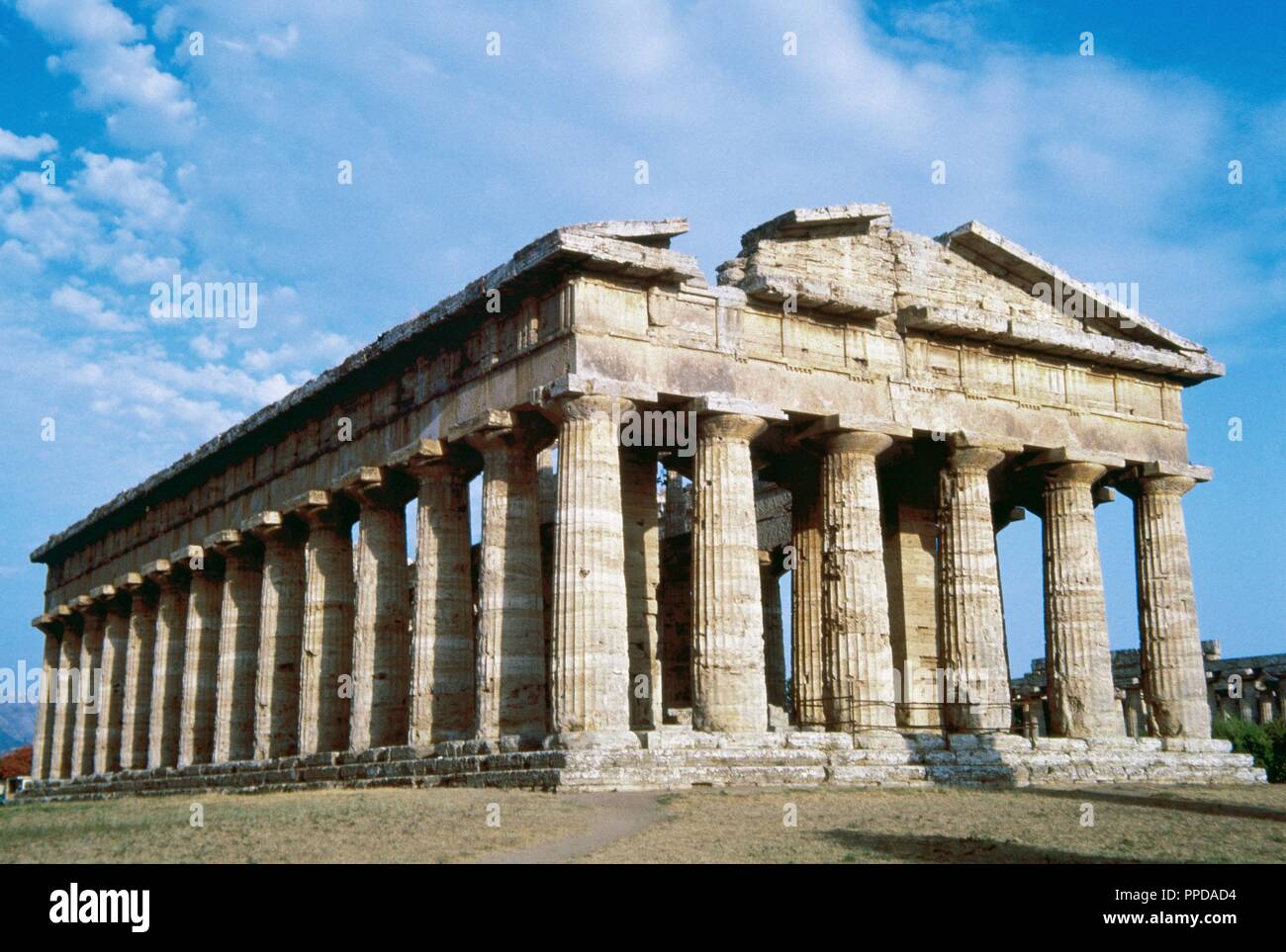 Paestum. Temple of Poseidon. 5th century BC. Northwest side Italy. Stock Photo