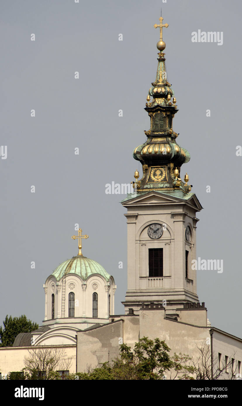 Serbia. Belgrade. Cathedral of St. Michael the Archangel, serbian orthodox church. 19th century. Exterior detail. Stock Photo