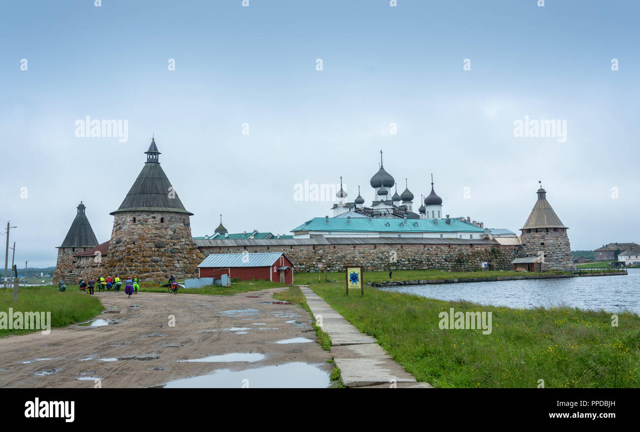 View of the Spaso-Preobrazhensky Solovetsky monastery on a summer day, Arkhangelsk oblast, Russia. Stock Photo