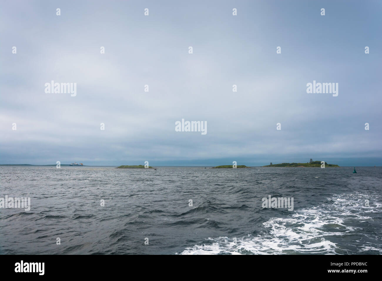 Small Islands at the approach to Solovki, Arkhangelsk oblast, Russia. Stock Photo