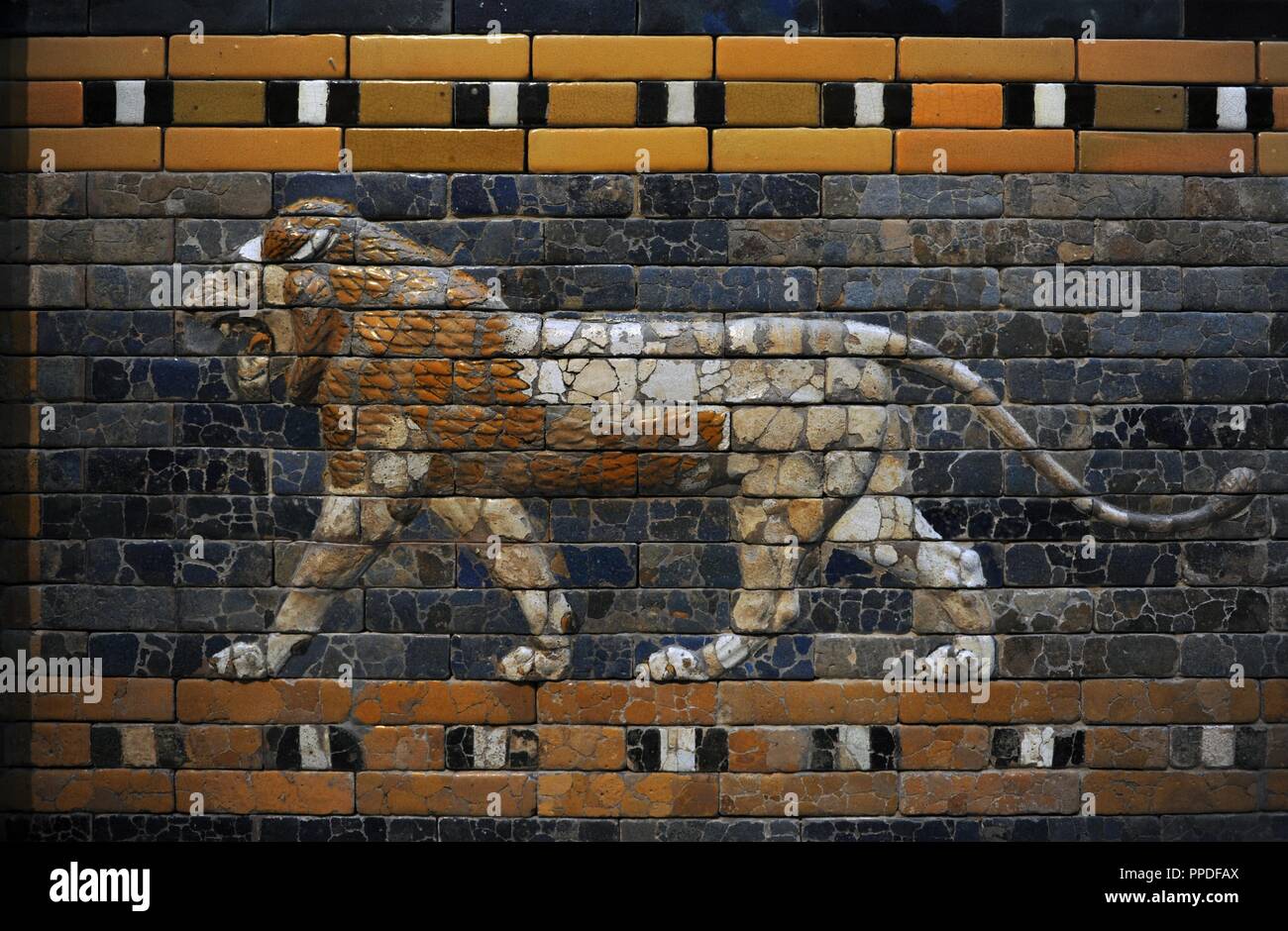 Babylon's lion. Lion decorated the Processional Wal (Ishtar Gate). 575 BC. Pergamon Museum. Museum Island. Berlin. Germany. Stock Photo