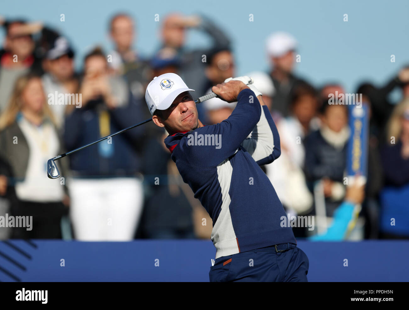 Team Europe's Paul Casey during preview day two of the Ryder Cup at Le Golf National, Saint-Quentin-en-Yvelines, Paris. Stock Photo