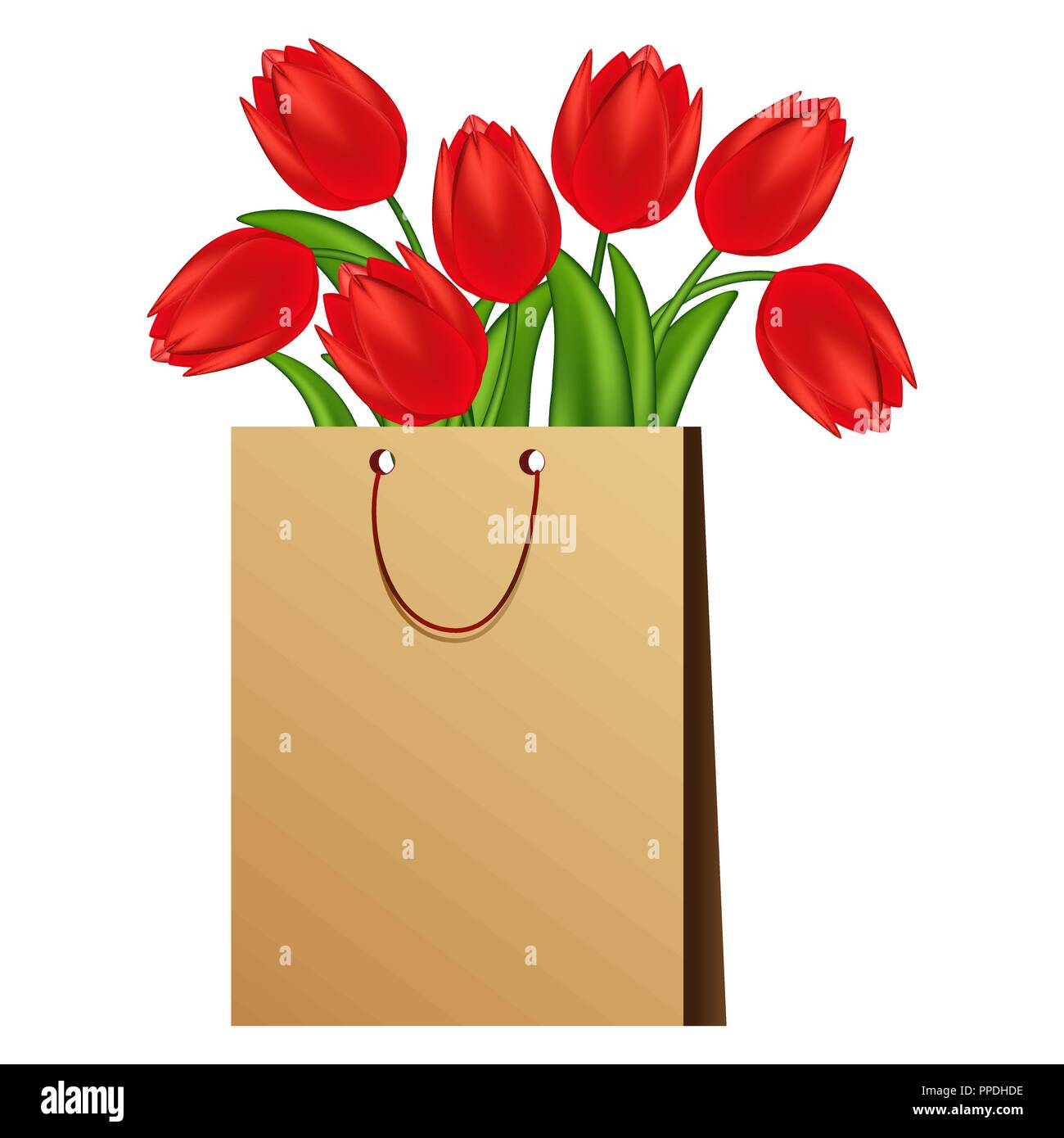 Vector illustration of red tulips. Gradient meshes. Stock Vector