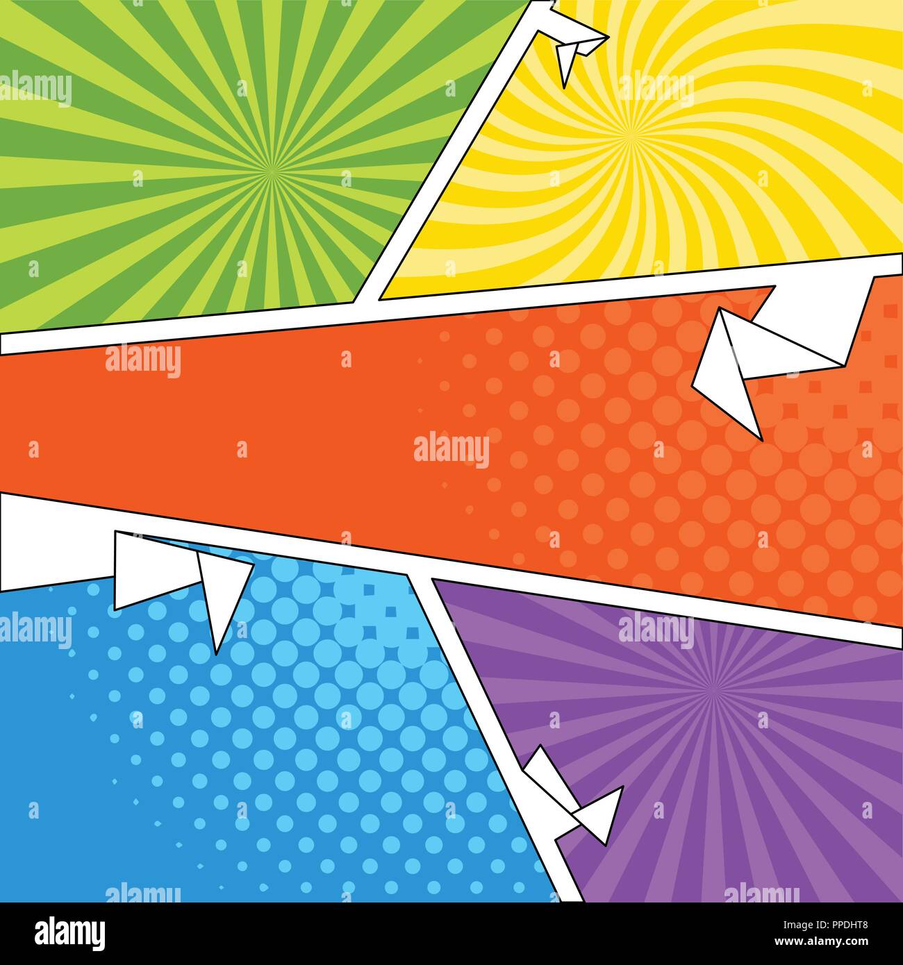 Colored comic pages with halftone effects Stock Vector