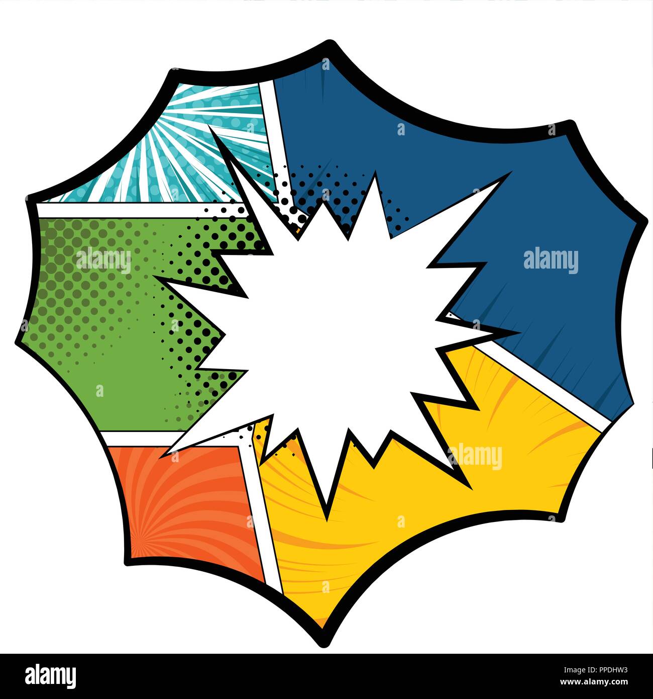 Colored comic pages with halftone effects Stock Vector