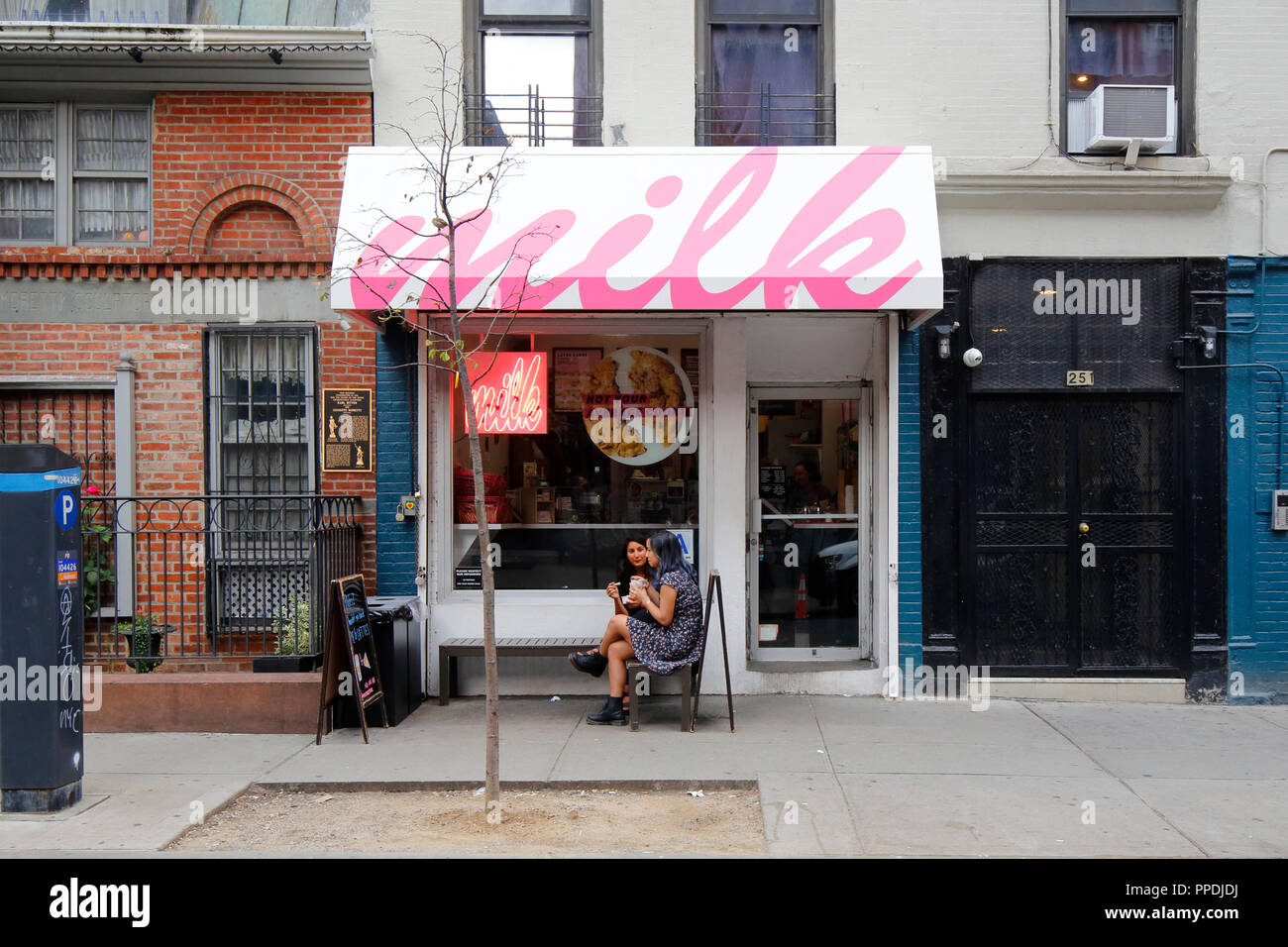 Milk Bar East Village, 251 E 13th St, New York, NY. exterior of a bakery in the East Village neighborhood of Manhattan. Stock Photo