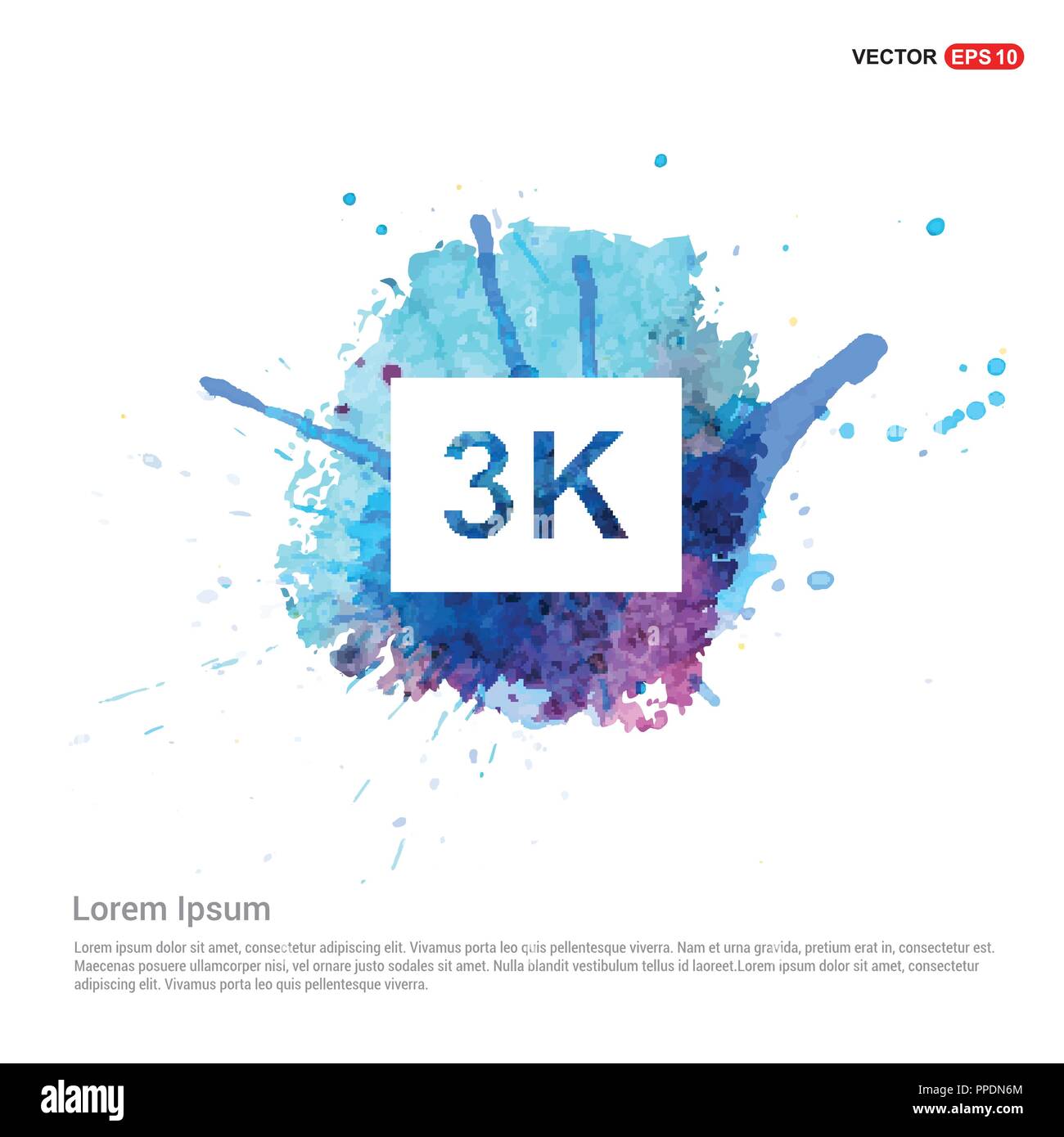 Video Resolution Icon Watercolor Background Stock Vector Art