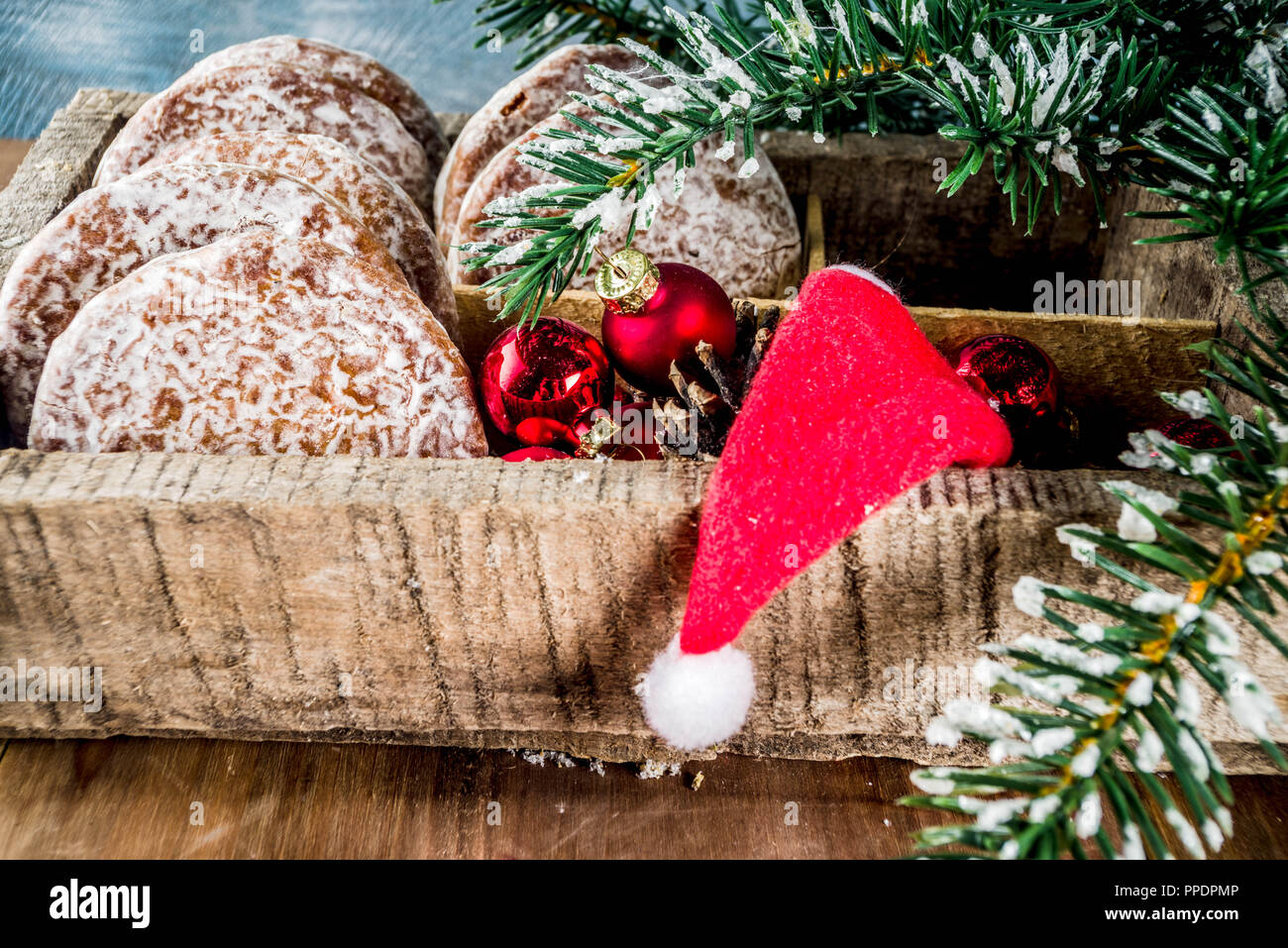 Classic Christmas Gingerbread Cookies With Christmas Decorations