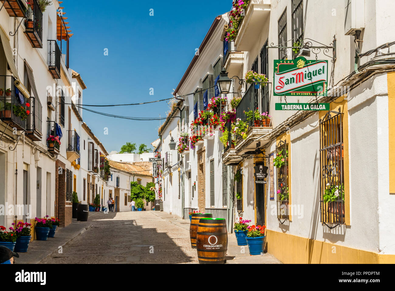 Decorated street in the Villa district, Cordoba, Spain. Stock Photo