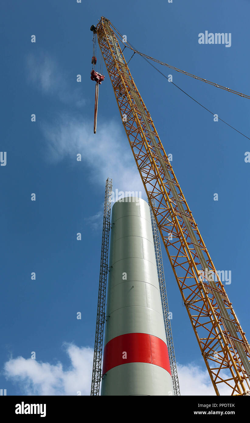 Construction site of a wind turbine in Steinkirchen. Stock Photo