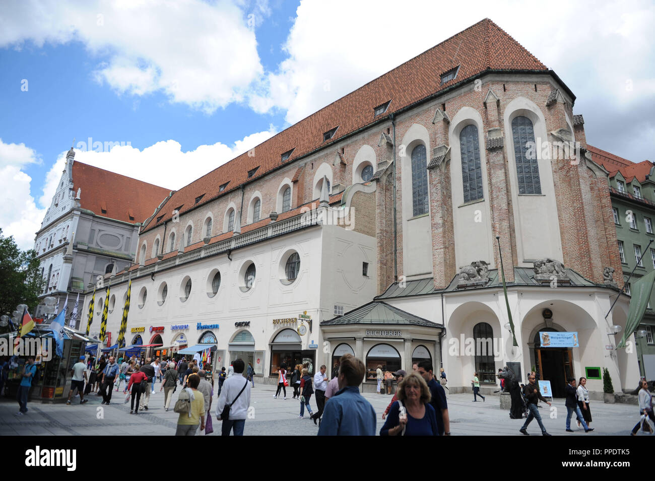 The Jagd- und Fischereimuseum (Hunting and Fishing Museum) in the former Augustinerkirche in the Neuhauser Strasse. Stock Photo