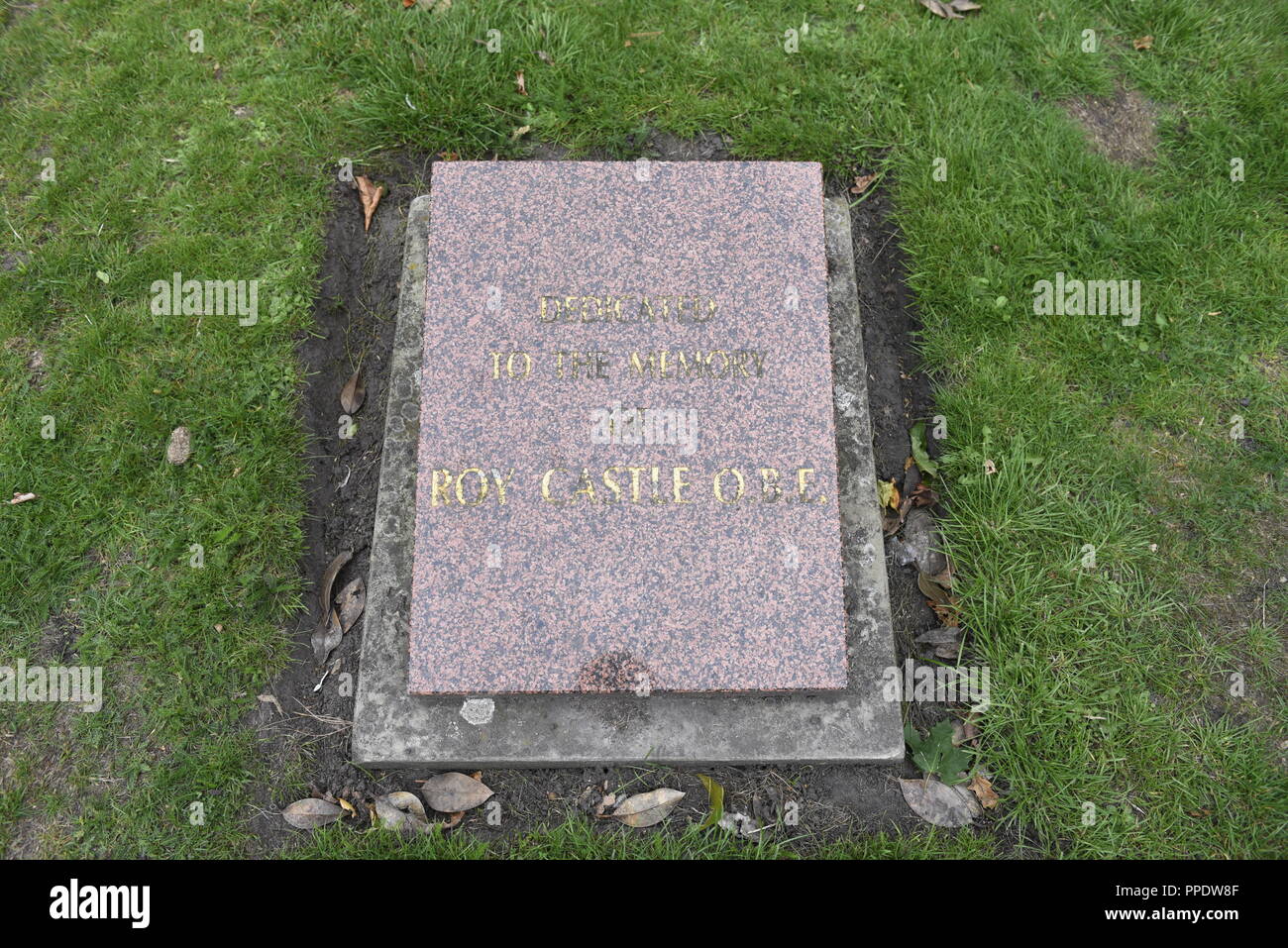 Stone dedicated to Roy Castle in Memorial Garden at St. Lukes, "The