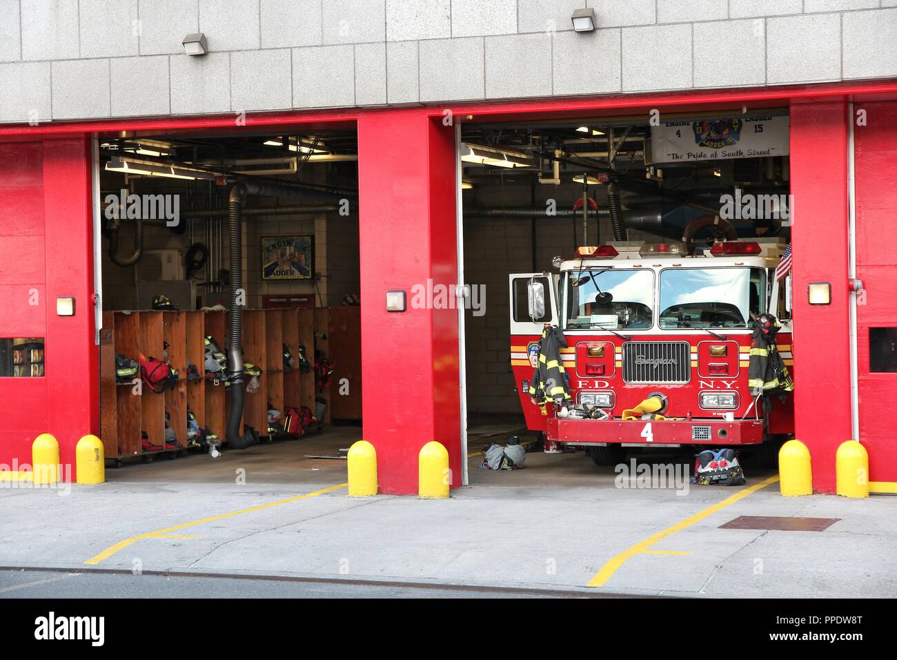 NEW YORK, USA - JULY 4, 2013: Exterior view of New York City Fire Department. FDNY is the largest fire department in the USA with 15,870 employees and Stock Photo