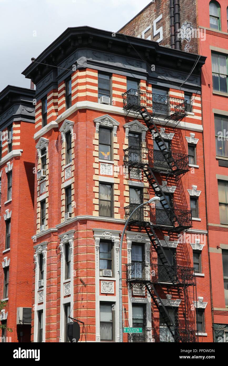 New York City, United States - old residential building in Manhattan. Stock Photo