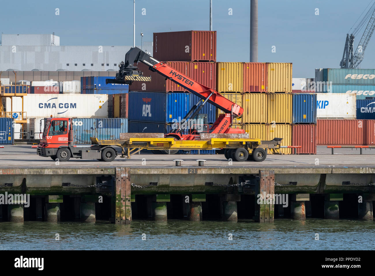 The Netherlands - Rotterdam Harbour -  Maritime transportation - Cargo handlers- International Trade Stock Photo