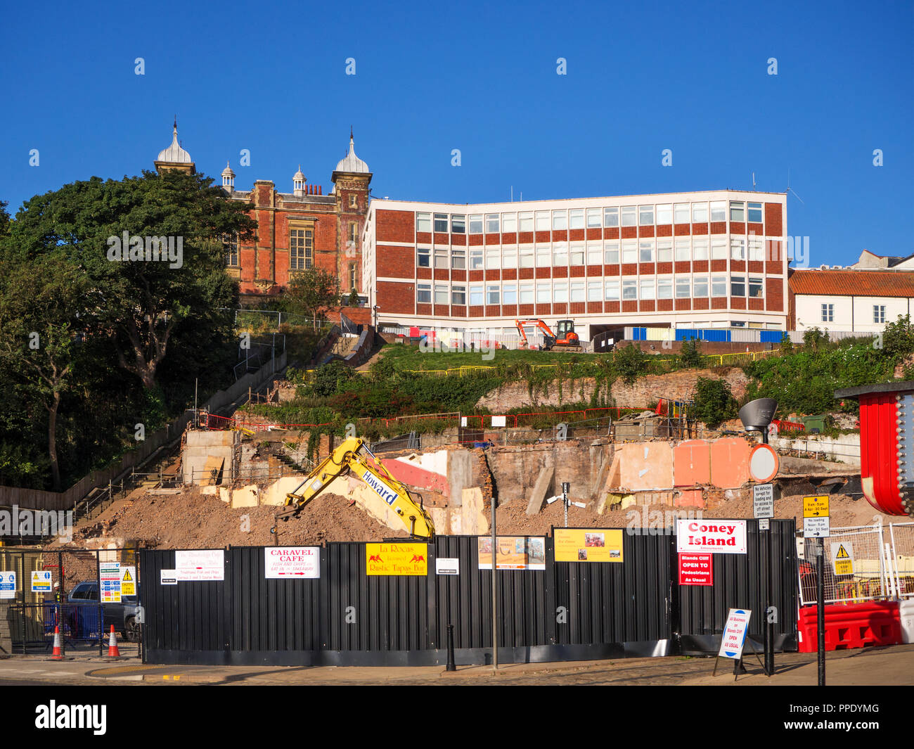 Demolition of the Futurist Theatre below the Town Hall and council offices at Scarborough North Yorkshire England Stock Photo