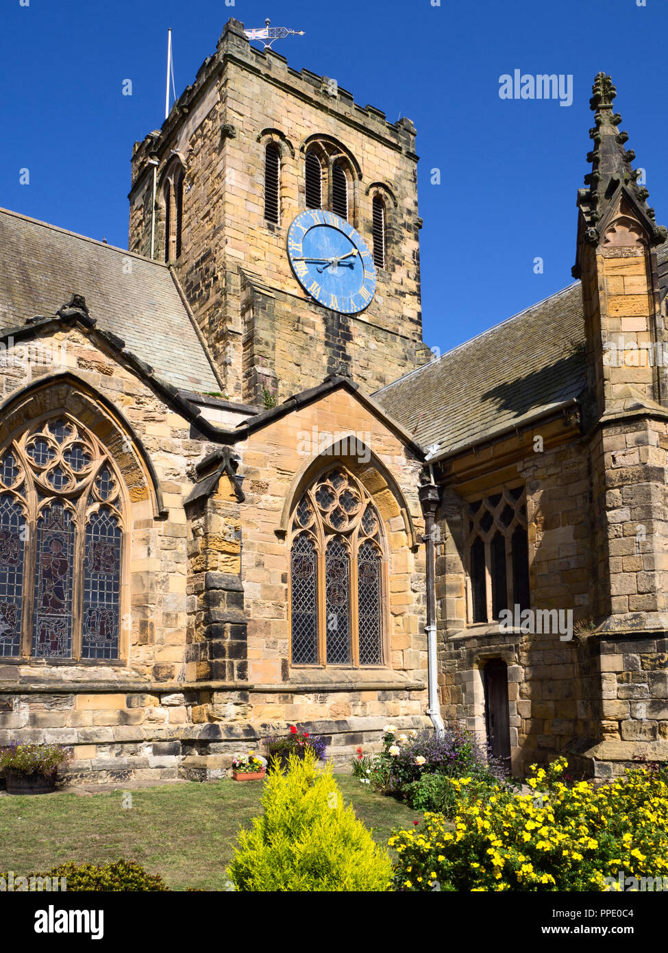 Clock tower at St Marys Church in Scarborough North Yorkshire England Stock Photo