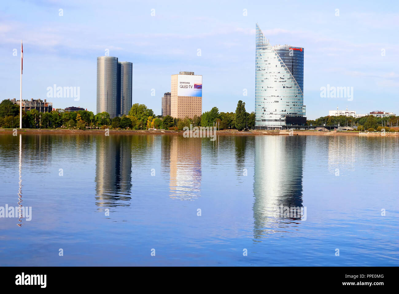 Riga Latvia August 29 2018 Skyline View Of Left Bank Kipsala