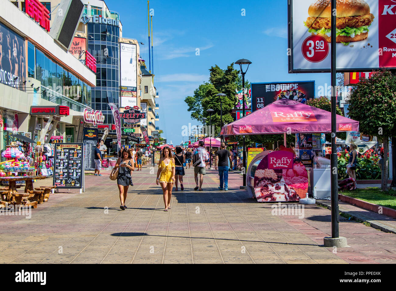 The central street for walking and entertainment of the resort Sunny