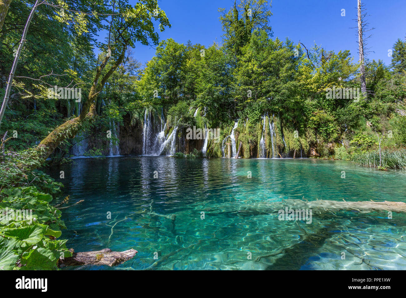 Plitvice Lakes National Park, Croatia - The national park was founded in 1949 and is situated in the mountainous karst area of central Croatia, at the Stock Photo