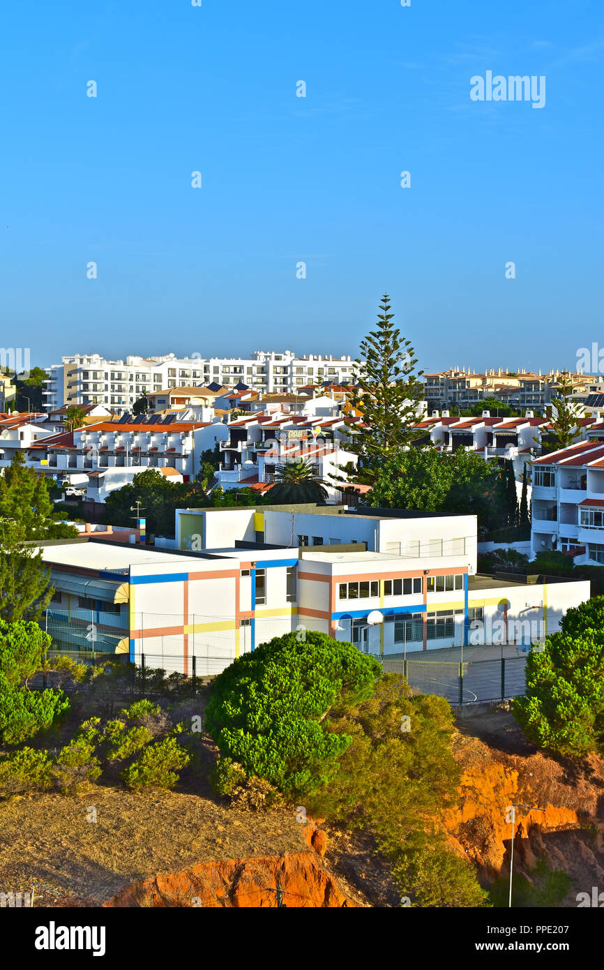 Olhus d'Agua is located on the Algarve coast of southern Portugal. This is the central village primary school. Stock Photo