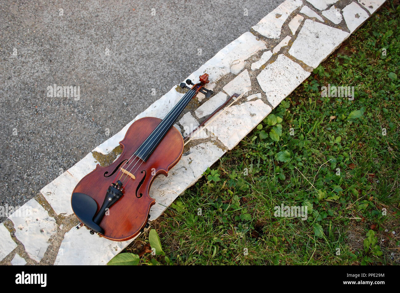 Musical Instrument Viola.A close-up photo of viola in daylight. Macro ...