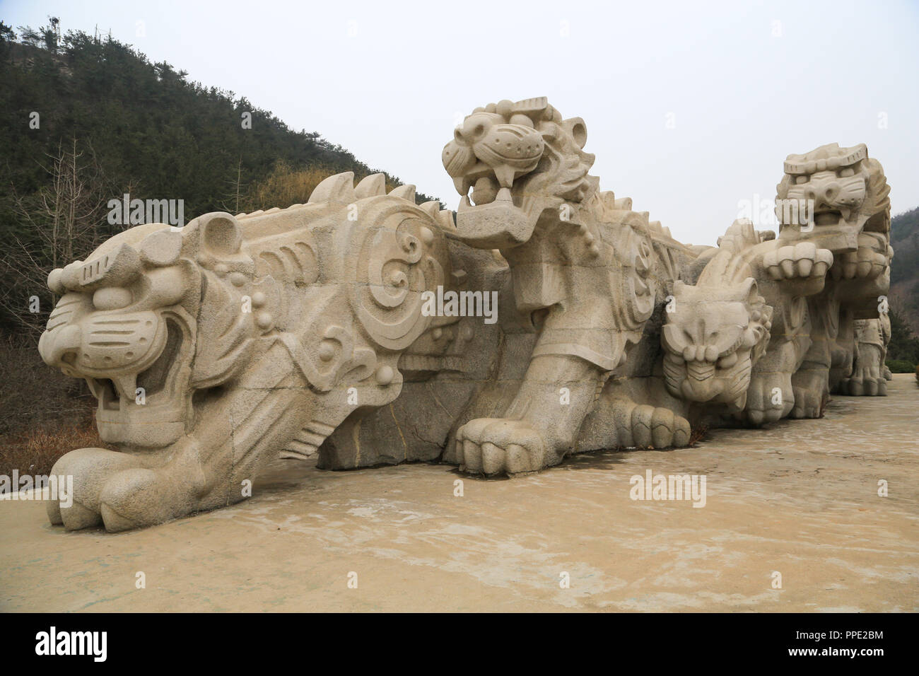 Tiger statues at Lingjiao Bay Park in Dalian, China Stock Photo Alamy