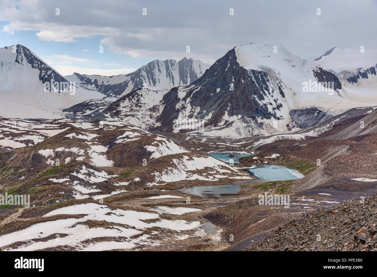 The incredible Heights of Alay Trek in Southwest Kyrgyzstan that takes in 4 3000+ meter passes. Stock Photo