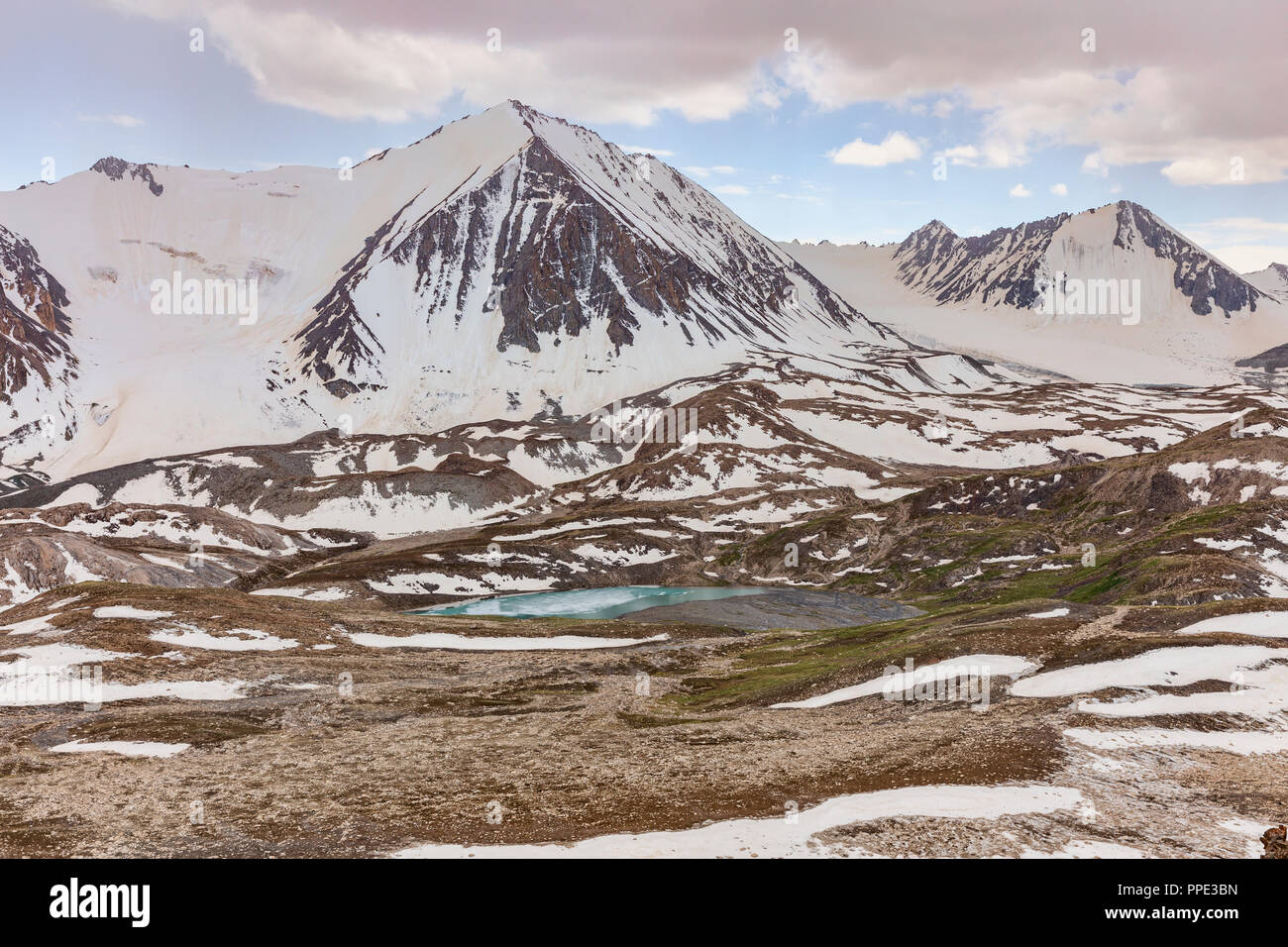 The incredible Heights of Alay Trek in Southwest Kyrgyzstan that takes in 4 3000+ meter passes. Stock Photo