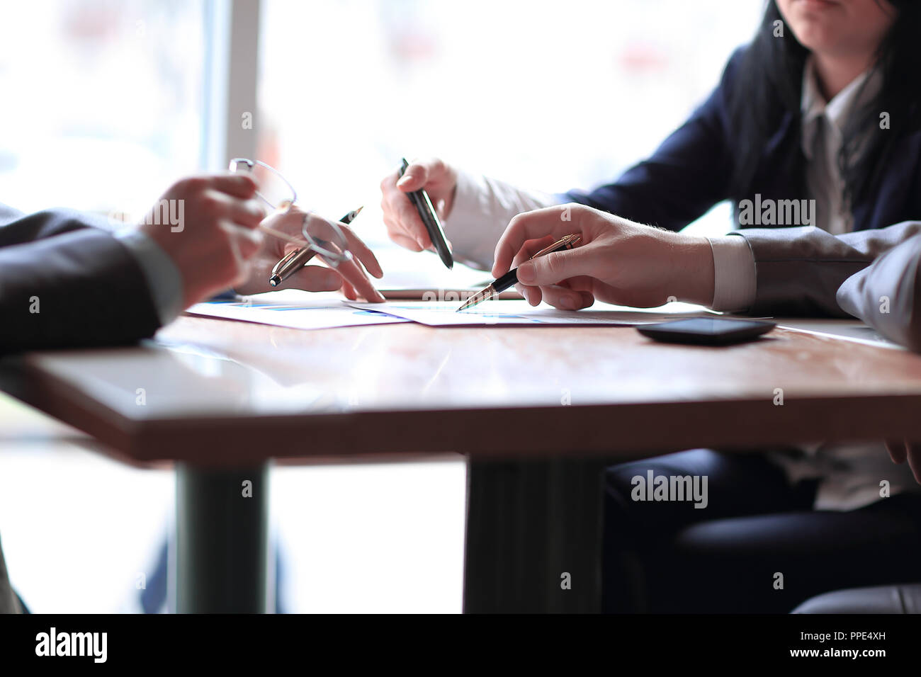 close up. business team at the Desk in the office Stock Photo