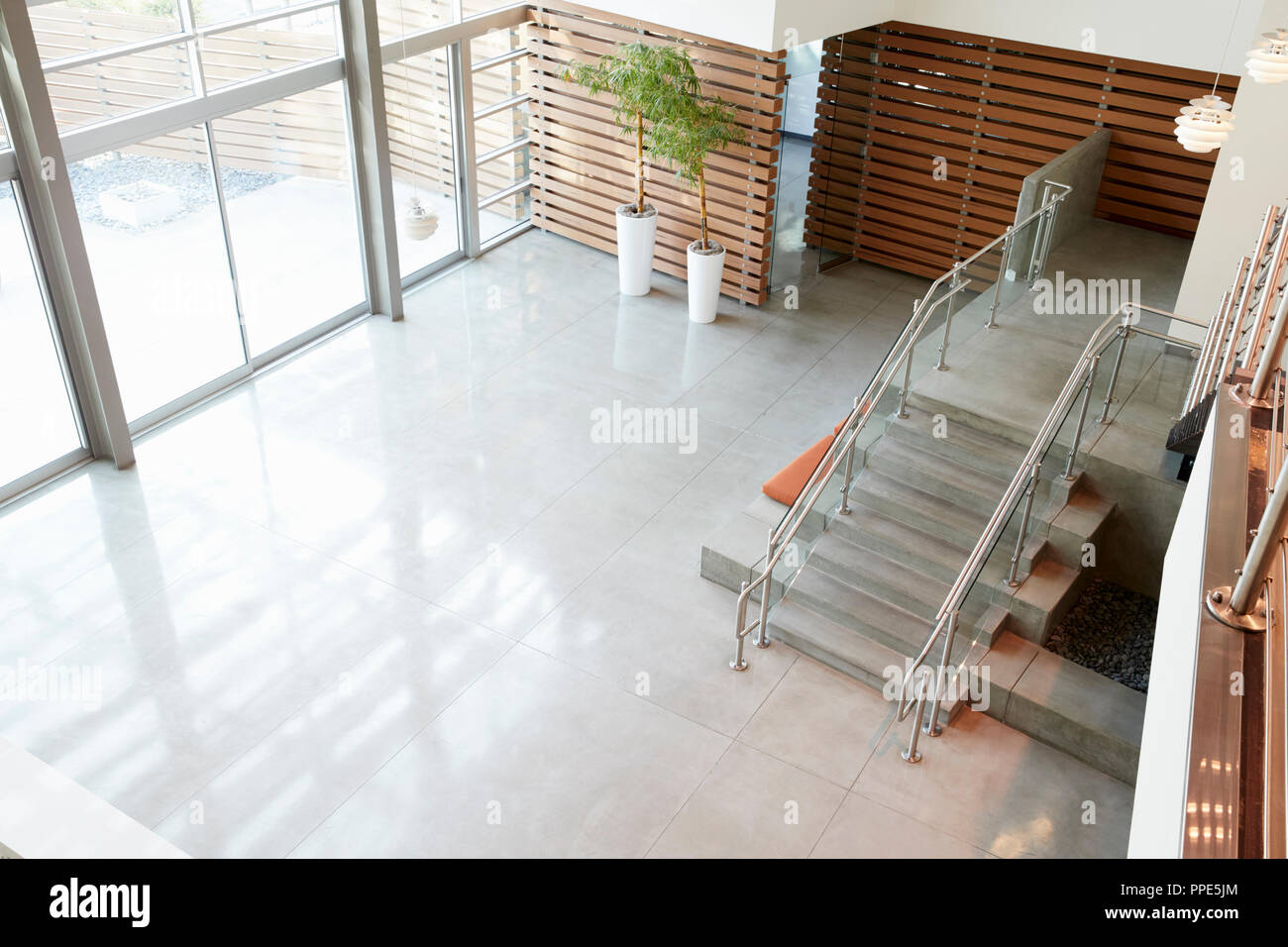 Lobby and stairs in a modern office building Stock Photo