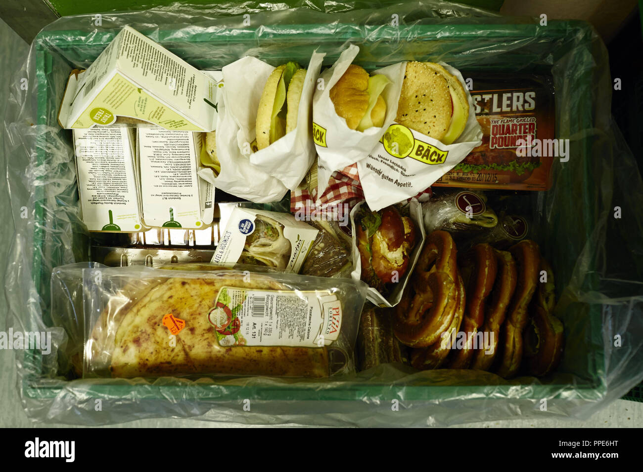 Box with donated expired supermarket products at the Augsburger Tafel Stock  Photo - Alamy