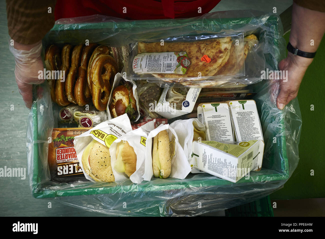 Box With Donated Expired Supermarket Products At The Augsburger