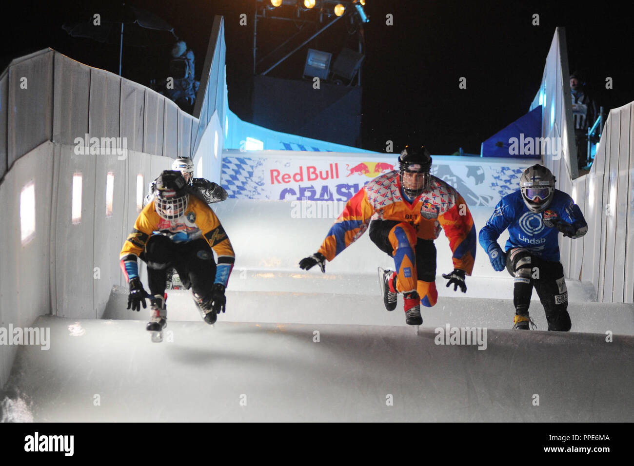 At the Red Bull Crashed Ice Contest in the Munich Olympiapark