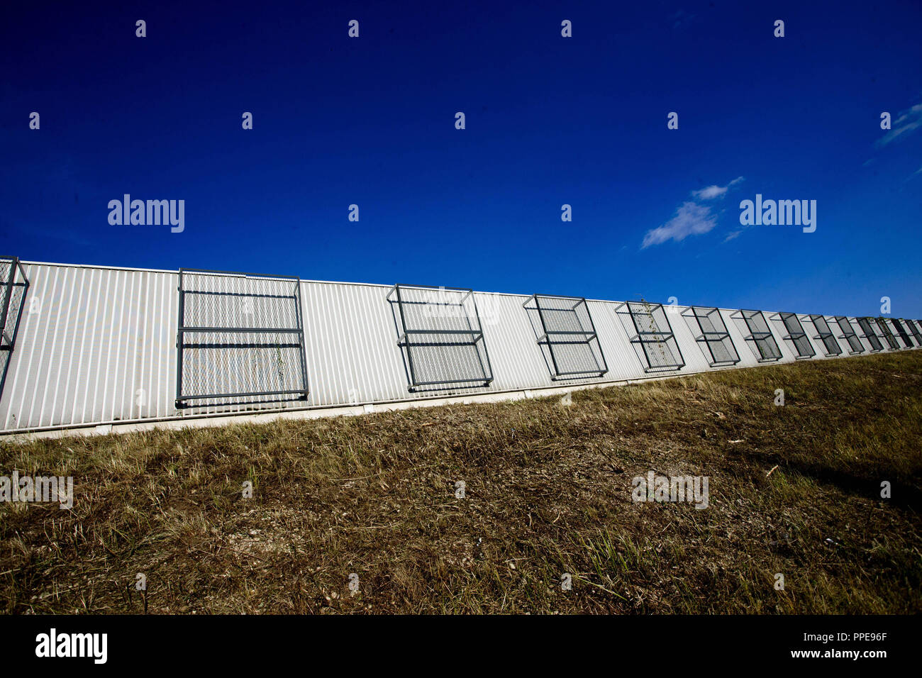 Noise barriers at the A99 near Obermenzing. Stock Photo