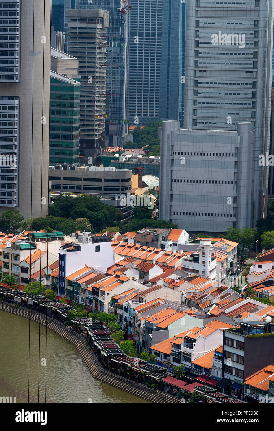 An Aerial View of Boat Quay and the Financial Centre from the Peninsula