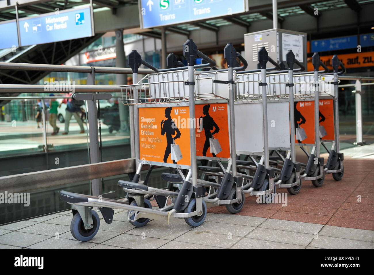 Luggage carts at the Munich Airport Stock Photo Alamy