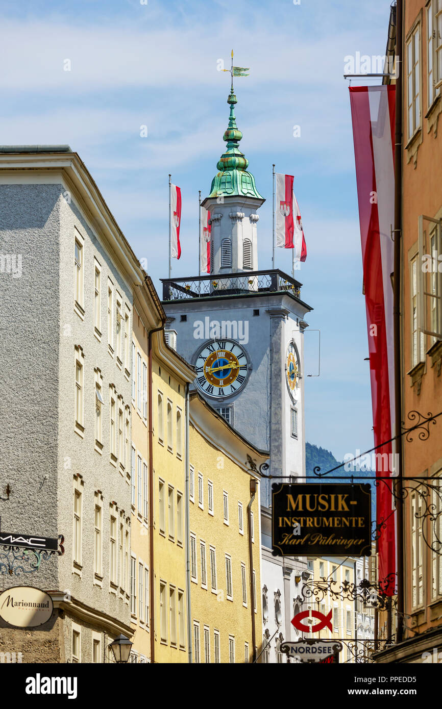 Salzburg city hall clock tower hires stock photography and images Alamy