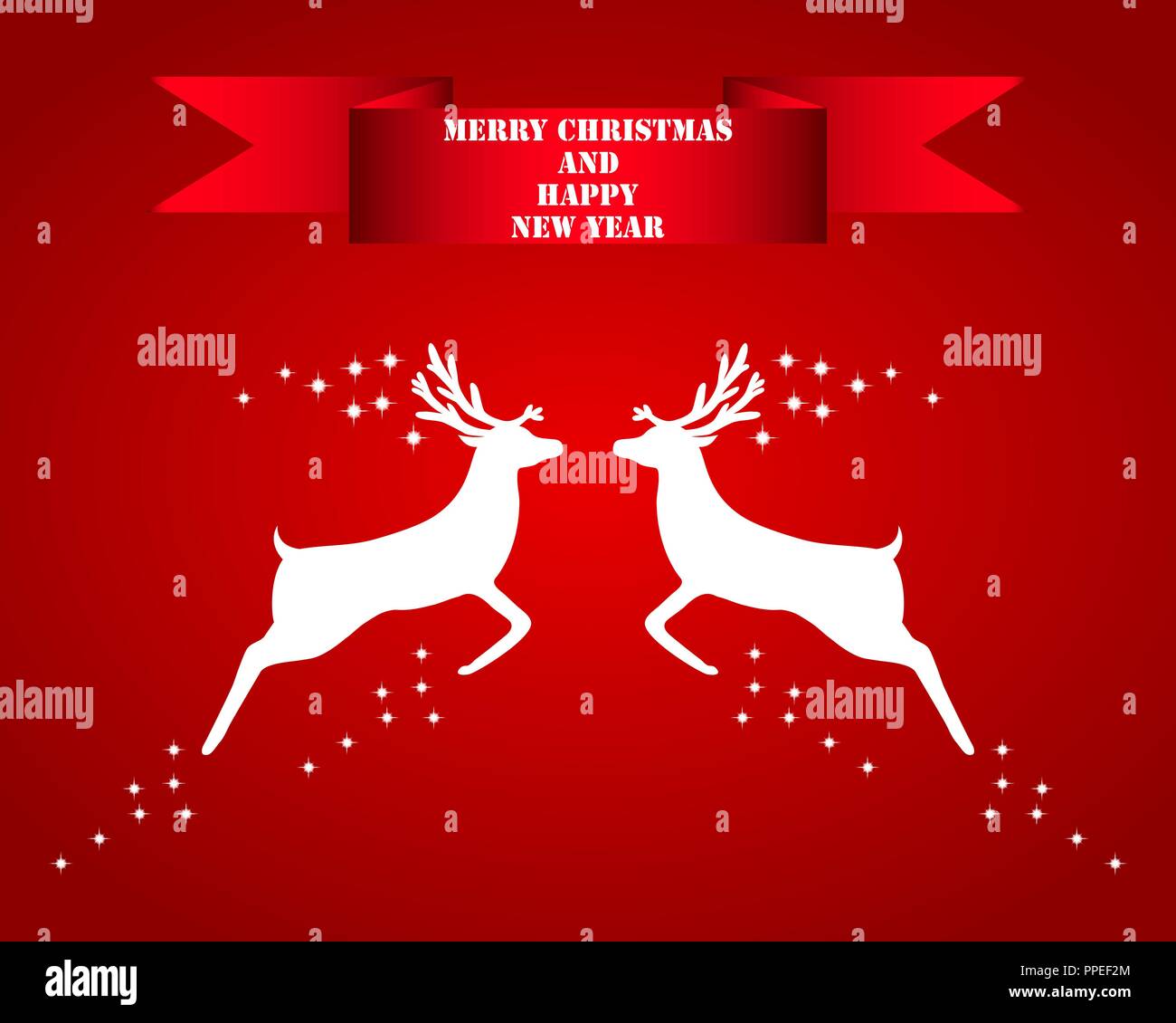 Reindeer silhouettes on a red background Stock Vector