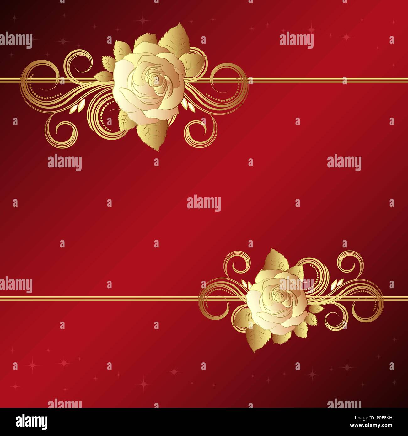 Valentine background with gold roses, vector illustration ...