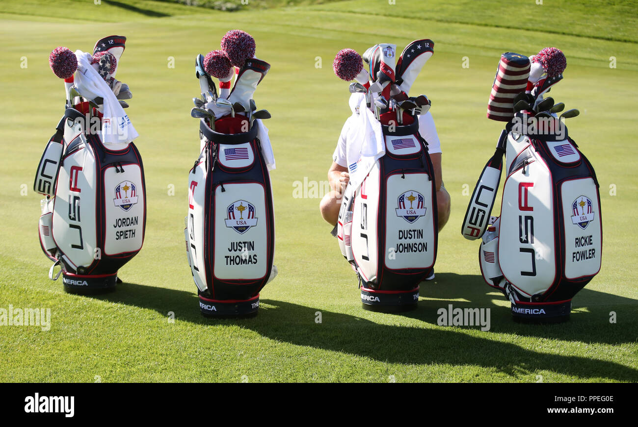 Team USA golf bags during preview day two of the Ryder Cup at Le Golf  National, Saint-Quentin-en-Yvelines, Paris Stock Photo - Alamy